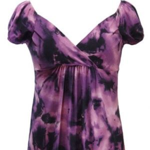 Ripe Clothing Purple Black Short Sleeve V Neck